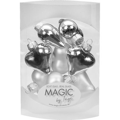 Herzen 8 Stk 4 cm Frosty Silver Inge-Glas