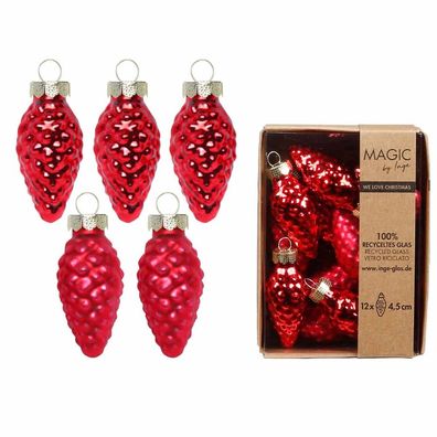 Zapfen 12 Stk 4.5 cm Merry Red Inge-Glas