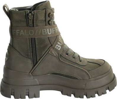 Buffalo Aspha Com1 Laceup Mid - Vegan Nappa/Nylon - Khaki Kunstleder