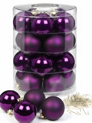 Weihnachtskugeln 20 Stk 6cm purple symphony + 40 Haken gold Inge-Glas