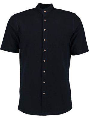 OS Trachten Trachtenhemd Kilian Pique halbarm marine - Größe: 37/38