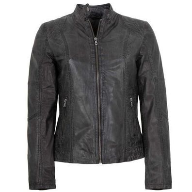 MADDOX - Damen Lederjacke Lammnappa schwarz anthrazit