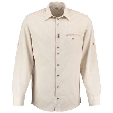 OS Trachten Trachtenhemd Benny Landhaus mittelbeige - Größe: 37/38