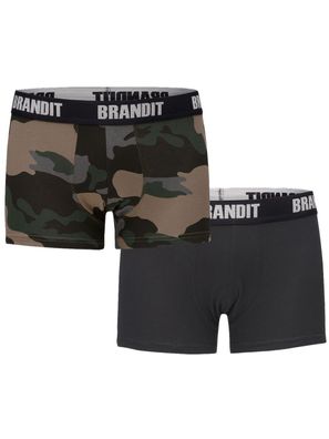 Brandit Boxershorts Logo 2er Pack in Darkcamo+Black