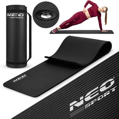 Gymnastikmatte mit Löchern, dick, 183 x 60 cm, Neo-Sport - 192000, schwarz
