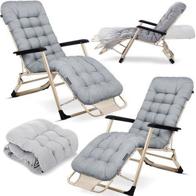 Sofotel ChillWell 2er-Set klappbare Gartenliege mit Kissen, hellgrau