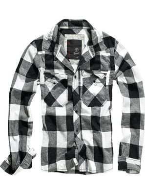 Brandit Hemd Checkshirt in White/Black