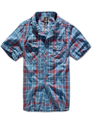 Brandit Hemd Roadstar Shirt, 1/2 Sleeve in Red/Blue