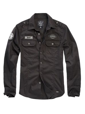 Brandit Hemd Luis Vintageshirt in Black