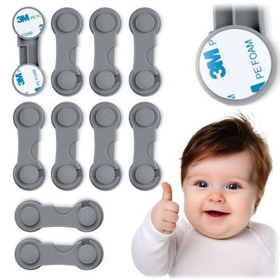 Ricokids 798301 Schranköffnungssicherung, 10 Stück, grau
