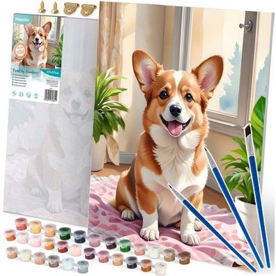 Malen nach Zahlen: 40x50 cm Massido Corgi Hund