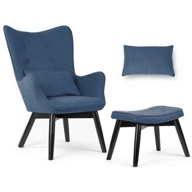 Sofotel Norse Ohrensessel mit Fußhocker, blau