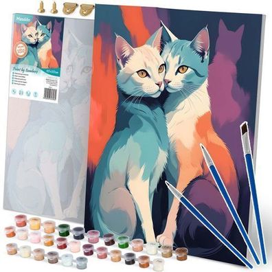 Malen nach Zahlen Bild 40x50 cm Massido Katzen
