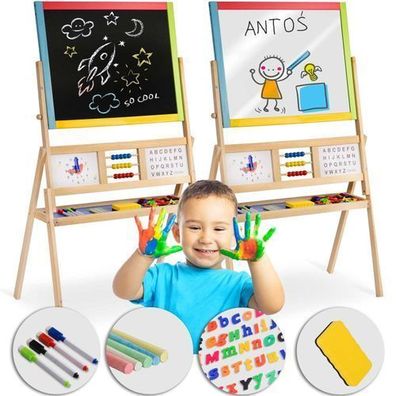 Ricokids Große magnetische Kreidetafel mit drehbarer Uhr - Mehrfarbig