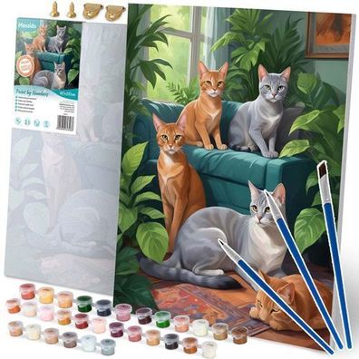 Malen nach Zahlen Bild 40x50 cm Massido Katzen