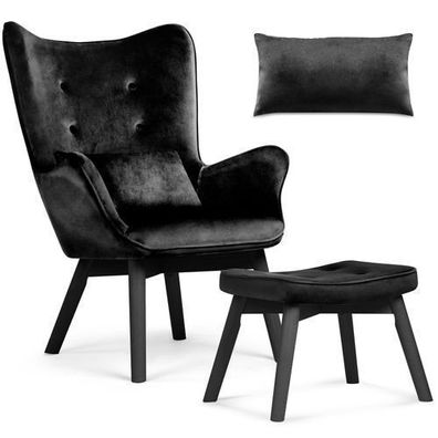 Sofotel Norse Ohrensessel mit Fußhocker, schwarz