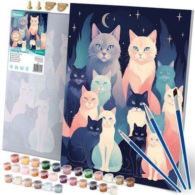 Malen nach Zahlen Bild 40x50 cm Massido Katzen