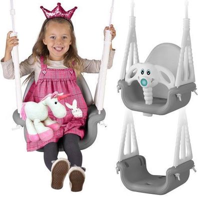 Ricokids 3-in-1 Elefanten-Schaukel, Grau und Weiß