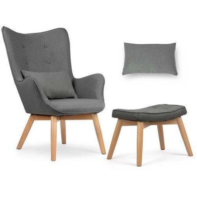Sofotel Norse Ohrensessel mit Fußhocker, grau