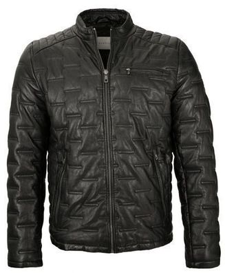 Bugatti - Herren Lederjacke Steppjacke Lammnappa schwarz