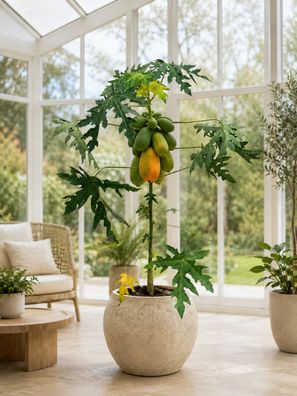 Papaya Pflanze Bisexual ca. 120 cm Carica papaya Papayabaum Zimmerpflanze
