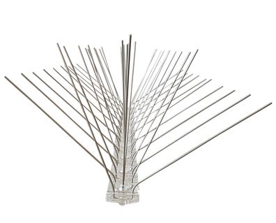 Taubenabwehr, 5-reihig Edelstahl Taubenspikes auf 50 cm Polycarbonatleiste