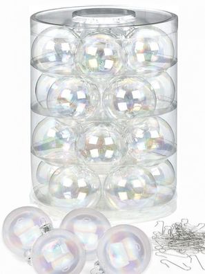 Weihnachtskugeln Dazzling Whisper 20 Stk 6cm + Haken Inge-Glas
