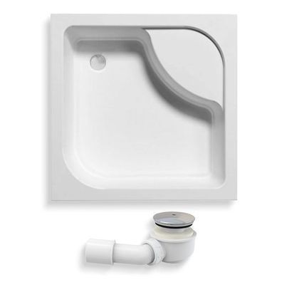 Duschwanne Quadratisch Acryl TENOR 80x80 Weiß | Ablaufgarnitur & Füße im SET!