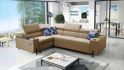 Best For Home Grace II Ecksofa mit Schlaffunktion, Bettkasten und USB-Anschluss mit