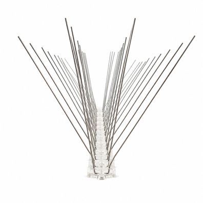 Taubenabwehr, 4-reihig Edelstahl Taubenspikes auf 50 cm Polycarbonatleiste