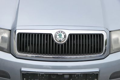 Skoda Fabia 6Y Zeichen Kühlergrill Grill Gitter 6Y0853668B grau LF7U Logo