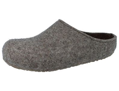 Haflinger Grizzly Michl Herren Hausschuhe grau braun Wollfilz