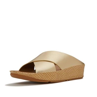 FitFlop Damen Sandalen Lulu Lux Graphic-Weave Leather Cross Slides A4P