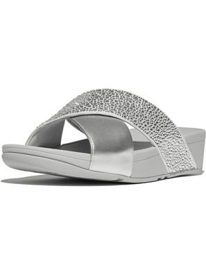 FitFlop Damen Sandalen Lulu Crystal-Mix Metallic Cross Slides JE2