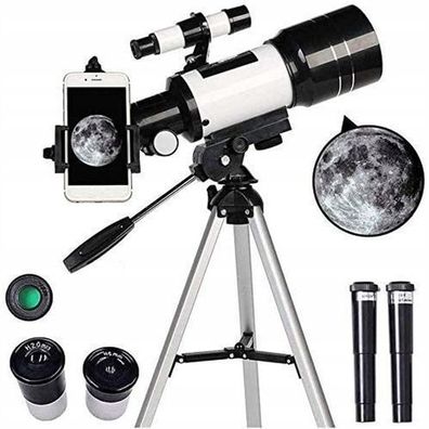 Rosfix Teleskop F30070M – 150X Vergrößerung | 300 mm Brennweite Set
