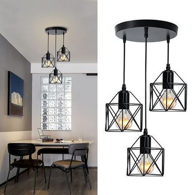 EMKE Pendellampe Kronleuchter Pendellampe Retro Hängelampe Deckenleuchter Schwarz E27