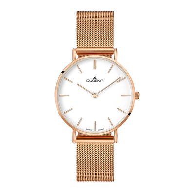 DUGENA Damen Armbanduhr 4460838 classic, Milanaise, roségoldfarben