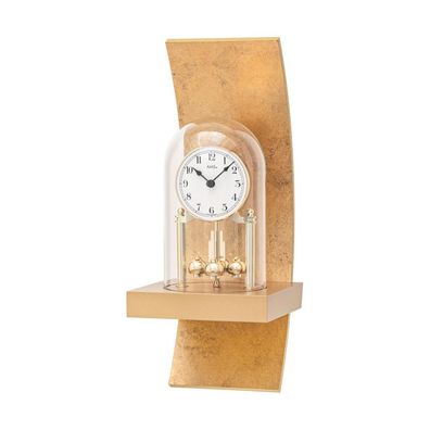 AMS Jahresuhr, Wanduhr mit Drehpendel 01-7443 goldfarben, Holzgehäuse gold-antik