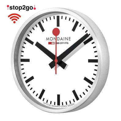 Mondaine Wanduhr samrt stop2go WiFi Wanduhr, MSM.25S11.1 Durchmesser 25cm