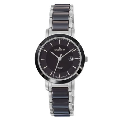 DUGENA Damen Uhr Edelstahl-Ceramic Solar 4461007 Datum