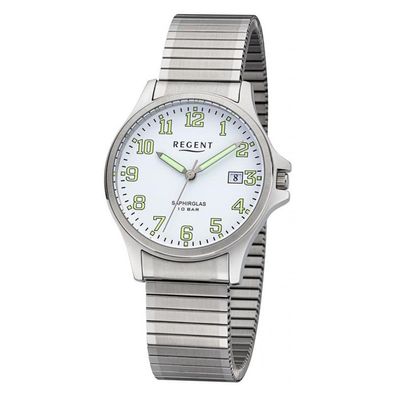 Regent unisex 36mm Armbanduhr F-1349 Saphirglas Datum Zugband 10ATM