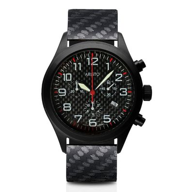 ARISTO 0H15TR Herren Armbanduhr Carbon Chrono 44mm Ronda-Werk
