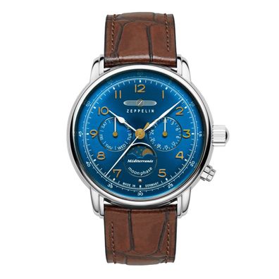Zeppelin 96363 Herrenuhr Quarz mit Mondphase und Lederarmband