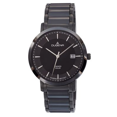 DUGENA Herren Uhr Edelstahl-Ceramic Solar 4461006 Datum schwarz