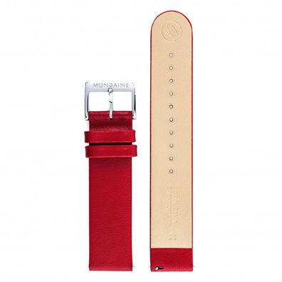 Mondaine Ersatzband, Rot, Stegbreite 20mm Wechselband Veganes-Trauben-Leder