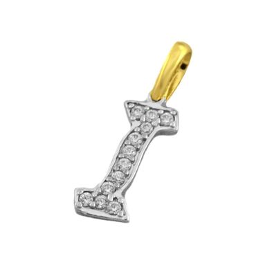 585/14K Gold Anhänger Buchstabe I als Ketten-Anhänger bicolor mit 12 Zirkonia
