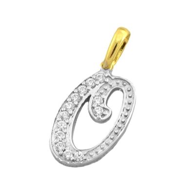 585/14K Gold Anhänger Buchstabe O als Ketten-Anhänger bicolor mit 13 Zirkonia