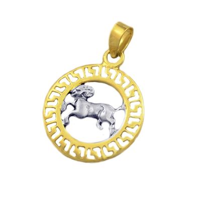 585/14K Gold Anhänger bicolor Kettenanhänger Sternzeichen Widder