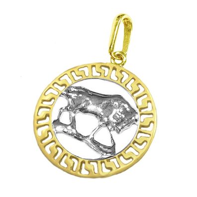 585/14K Gold Anhänger bicolor Kettenanhänger Sternzeichen Stier