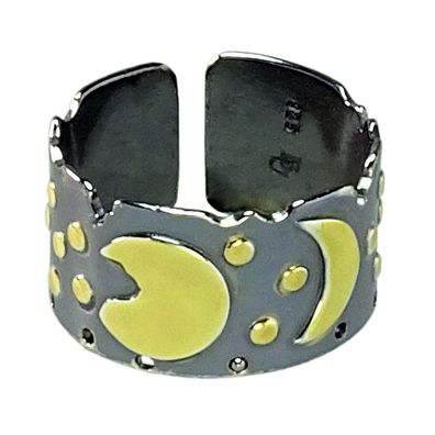 Ring Motiv Himmelsscheibe von Nebra aus 925-Silber zum Teil vergoldet, Ringgrö?